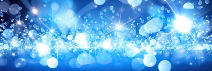 Poster - A vibrant blue background is illuminated by a plethora of twinkling lights, creating a mesmerizing and enchanting display of radiance