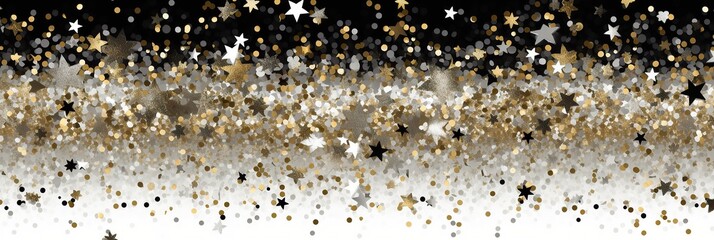 Poster - A striking black and white background adorned with shimmering gold stars, creating a magical and enchanting atmosphere
