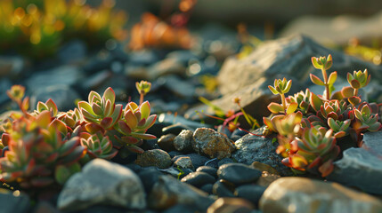 Wall Mural - Sedum in the fall, capturing the rich colors and textures.