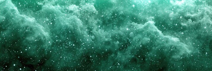 Poster - A mesmerizing image featuring a striking contrast of green and black hues, with an abundance of shimmering stars scattered across the background, creating a magical and enchanting atmosphere