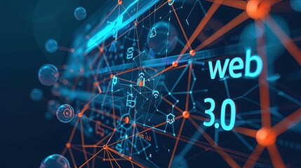 An image of the web 3.0 technology and concept. Blockchain, meta, big data, cloud and server services. Generative AI