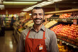 Generative AI picture clean grocery supermarket store department with friendly staff service