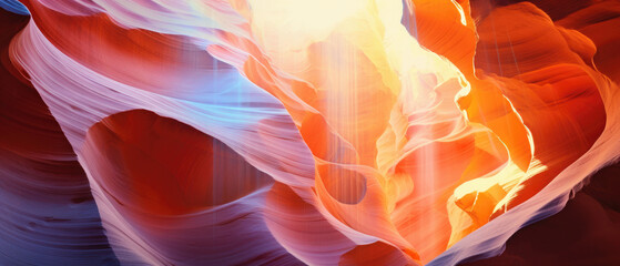 Wall Mural - beautiful wide landscape view of artistic lower orange Antelope Canyon Arizona with golden sunlight