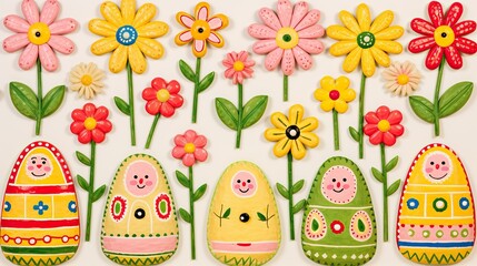 Sticker - A group of vibrant, intricately decorated eggs are displayed together in a mesmerizing arrangement