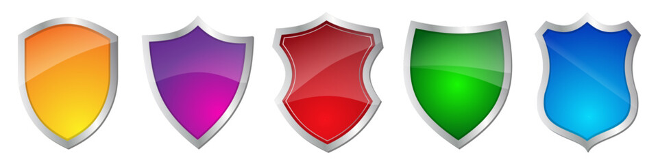 Wall Mural - set of shield. vector color glossy shield collection