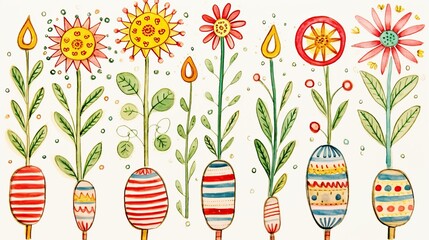 Poster - A vibrant and diverse collection of flowers arranged in various vases, showcasing a beautiful and colorful display of natures bounty