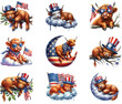 4th Of July Cute Highland Cow clipart