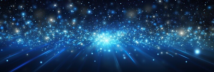 Poster - A dark blue background is illuminated by bright lights and stars, creating a captivating and magical spectacle