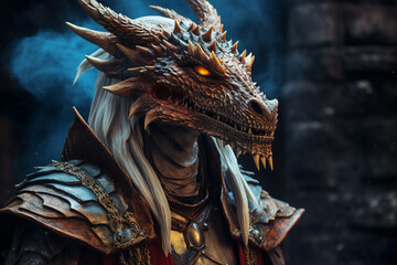 Wall Mural - digital generative ai collage picture of dangerous dragon with powerful magical powers