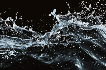 Wall Mural - a water splash going off onto dark background in the 