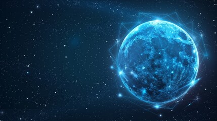 Wall Mural - Abstract space galaxy cosmos blue moon background