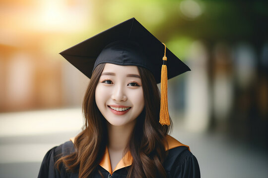 Excited youth graduating from college university school wearing tassel hat prom day Generative AI pic