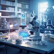 © Veronika - Modern laboratory with test tubes and microscope close-up shot