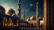 ai illustration of a mosque with a crescent moon