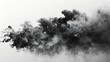 black smoke floats on a white background in the style
