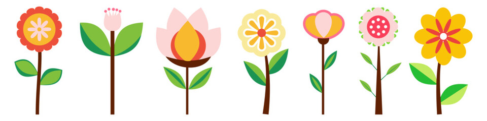 Wall Mural - set of flowers. simple vector flower collection. design elements.