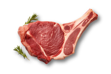 Fresh raw tomahawk steak isolated on transparent or white background, png