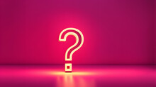Vintage Neon Backdrop With 3D Question Mark Icon Exudes The Essence Of FAQ, Support, Help Center, And Question Answer Sign Or Symbol