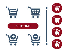 Shopping Icons. Shopping Cart, Cart, Button, Add, Subtract Icon