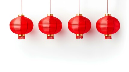 Wall Mural - Chinese red lanterns isolate white background