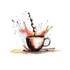  Realistic Coffee splash illustration on the transparent background