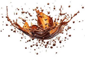 Coffee bean explosion splash isolated on transparent background