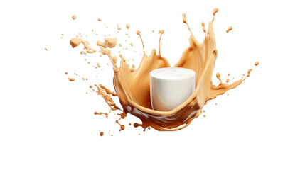  Milk and coffee splash on the transparent background