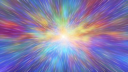 Canvas Print - Abstract background with burst of colorful holographic rays and lines.