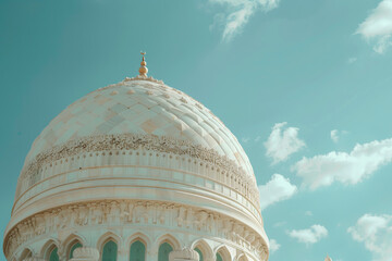 Wall Mural - close up of islamic dome with blue sky. ramadan kareem holiday celebration concept