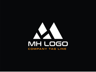 Wall Mural - MH logo design vector icon. modern minimal creative letter mark mh hm logo design