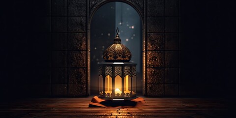 Wall Mural - Vintage arabic lantern, theme of Eid-al-Adha, the Feast of Sacrifice. 