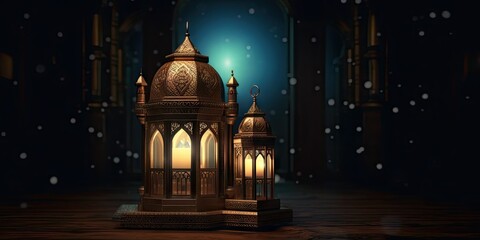 Wall Mural - Vintage arabic lantern, theme of Eid-al-Adha, the Feast of Sacrifice. Generative AI