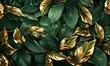 Ai sfondo con foglie verde e oro 01