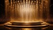 Golden Podium Stage Illuminated by Mesmerizing Hanging Light Lamps