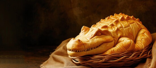 Betawi traditional wedding crocodile bread. with copy space image. Place for adding text or design