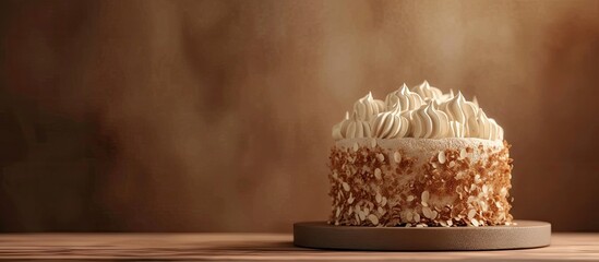 Poster - French almond cake with nuts. with copy space image. Place for adding text or design