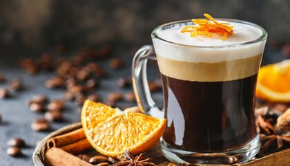 Wall Mural - irish coffee with orange peel vertical