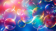 Rainbow colored soap bubbles