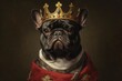 king dog in his crown being so serious and self proud