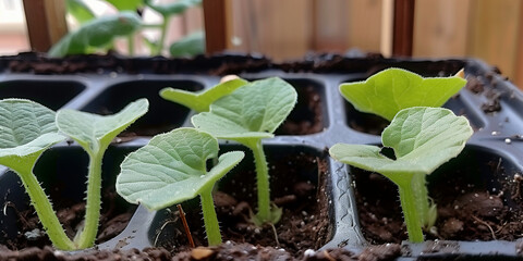 pumpkin seedlings in seedling pots (2)