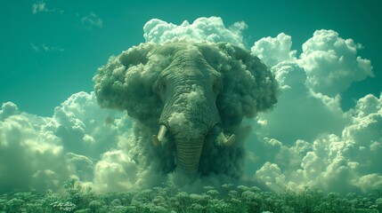 Canvas Print - puffy white elephant cloud