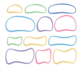 Wall Mural - a set of hand drawn doodle blank text frames. colored text box. empty speech bubbles without backgro