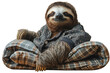 A sloth wearing a pajama and a pillow on a transparent background, PNG format. This PNG file, with an isolated cutout object on a transparent background.