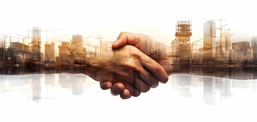 Canvas Print - person shaking hands to make a deal, industry , construction concept.