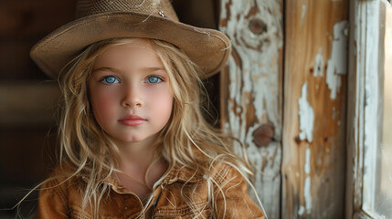 Sticker - Charming Little Cowgirl in Country Attire