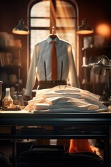 Poster - A man in a white shirt and orange tie, suitable for business concepts