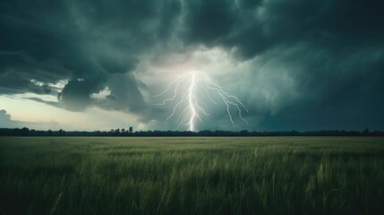 Wall Mural - lightning bolt striking a field, perfect for weather or natural disaster concepts