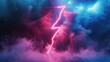 Neon 3D lightning bolt conveys energy and power.