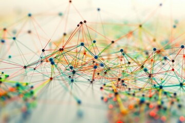 Leinwandbilder - Neural network of connected dots symbolizing global trade.