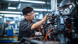 © HarshaB - A men worker working on automobile factory, production line working time